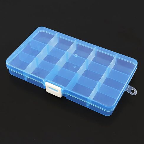 OriGlam 1pcs 17x10CM Plastic Organizer Storage Box with Adjustable Dividers, Jewelry Storage Container Box for Office Supplies Beads Crafts Fishing Tackles (Transparent) in Kuwait
