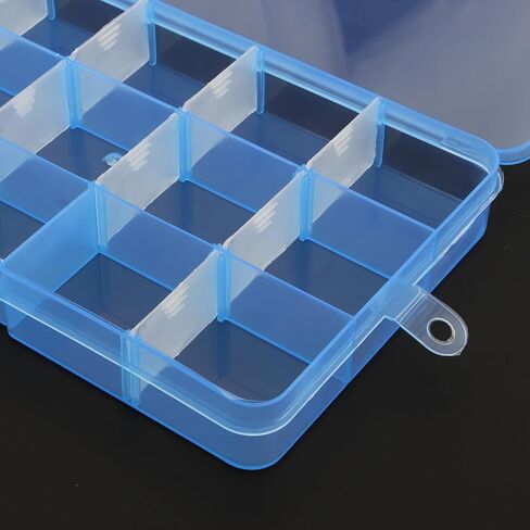 OriGlam 1pcs 17x10CM Plastic Organizer Storage Box with Adjustable Dividers, Jewelry Storage Container Box for Office Supplies Beads Crafts Fishing Tackles (Transparent) in Kuwait