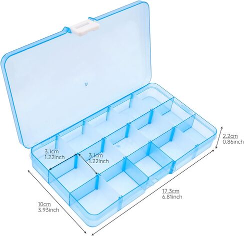 OriGlam 1pcs 17x10CM Plastic Organizer Storage Box with Adjustable Dividers, Jewelry Storage Container Box for Office Supplies Beads Crafts Fishing Tackles (Transparent) in Kuwait