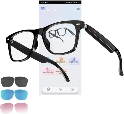 نظارات CatXQ الذكية، بلوتوث لاسلكي، مقاومة للماء IP5، صوت توصيل العظام (الموسيقى والمكالمات) للأجهزة الذكية - حجب الضوء الأزرق in Kuwait