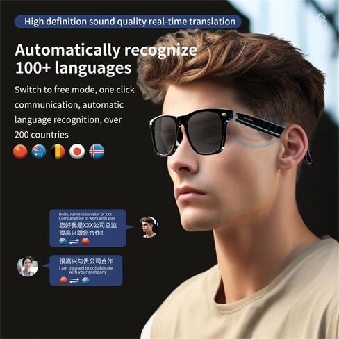 نظارات CatXQ الذكية، بلوتوث لاسلكي، مقاومة للماء IP5، صوت توصيل العظام (الموسيقى والمكالمات) للأجهزة الذكية - حجب الضوء الأزرق in Kuwait