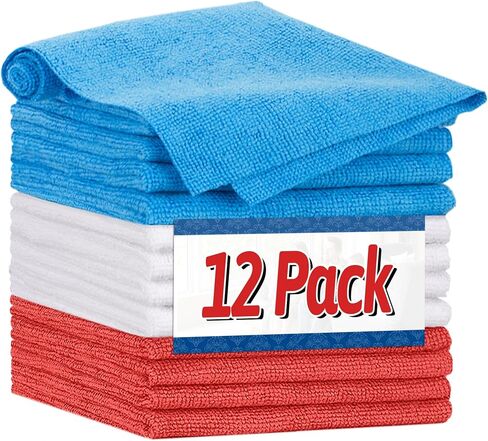 FIXSMITH White Microfiber Cleaning Cloth, Pack of 50, 16"X12" Cleaning Rags for Housekeeping and Kitchen, Reusable Shop Towels for Car, Lint Free, Scratch-Free, Highly Absorbent Microfiber Towels in Kuwait