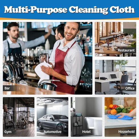 FIXSMITH White Microfiber Cleaning Cloth, Pack of 50, 16"X12" Cleaning Rags for Housekeeping and Kitchen, Reusable Shop Towels for Car, Lint Free, Scratch-Free, Highly Absorbent Microfiber Towels in Kuwait