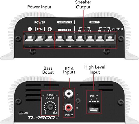 Taramp's TL 500 Amplifier 90 Watts RMS at 2 Ohms, 2x 45 Watts RMS, 2 Channels Class D, Car Audio Amp, Stereo, A.R.T System, Automatic Activation, 8 ~ 16 VDC, Black, Small in Kuwait