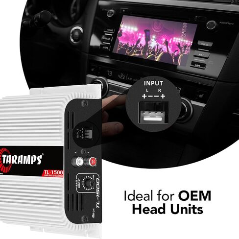 Taramp's TL 500 Amplifier 90 Watts RMS at 2 Ohms, 2x 45 Watts RMS, 2 Channels Class D, Car Audio Amp, Stereo, A.R.T System, Automatic Activation, 8 ~ 16 VDC, Black, Small in Kuwait