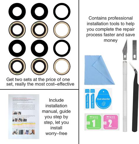 2PCS ASDAWN Back Rear Camera Lens Glass Replacement for iPhone 12 Pro Max 6.7 Inches with Pre-Installed Adhesive, Back Glass Camera Lens with Installation Manual + Repair Tool Set in Kuwait