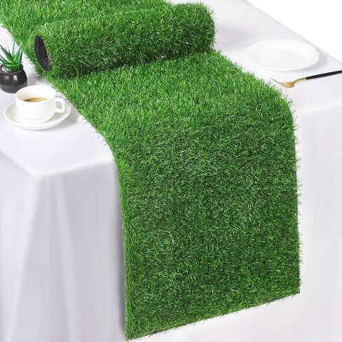 TURSTIN Artificial Grass Table Runners 12 x 108 Inch Green Grass Tabletop Synthetic Grass Carpet Rug Table Decorations for Spring Summer, Wedding, Birthday Party Decor in Saudi Arabia
