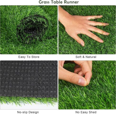 TURSTIN Artificial Grass Table Runners 12 x 108 Inch Green Grass Tabletop Synthetic Grass Carpet Rug Table Decorations for Spring Summer, Wedding, Birthday Party Decor in Saudi Arabia