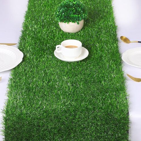 TURSTIN Artificial Grass Table Runners 12 x 108 Inch Green Grass Tabletop Synthetic Grass Carpet Rug Table Decorations for Spring Summer, Wedding, Birthday Party Decor in Saudi Arabia