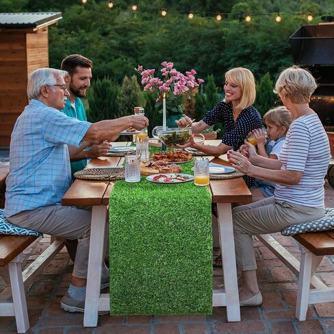 TURSTIN Artificial Grass Table Runners 12 x 108 Inch Green Grass Tabletop Synthetic Grass Carpet Rug Table Decorations for Spring Summer, Wedding, Birthday Party Decor in Saudi Arabia