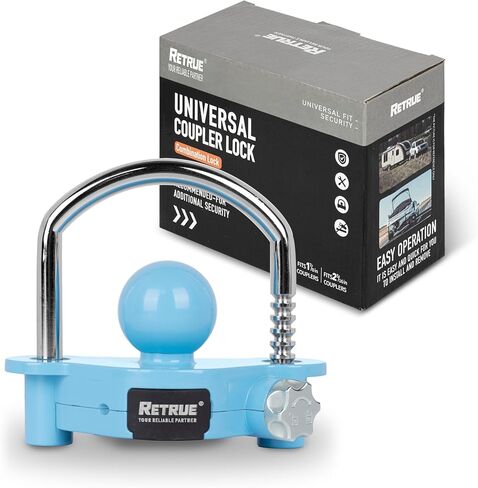 Universal Coupler Lock Trailer Locks Ball Hitch Trailer Hitch Lock Adjustable Security Heavy-Duty Steel fits 1-7/8 Inch, 2 Inch, 2-5/16 Inch Couplers, Combination Lock,No Key Needed (Black) in Saudi Arabia