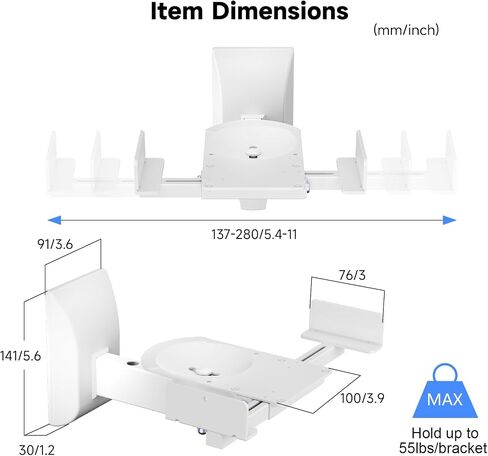 suptek Speaker Wall Mount Adjustable for Large Bookshelf Speaker Mounts | Swivel Speaker Wall Mounts with Surround Sound, Tilt Speaker Shelf For Living Room Up to 55lbs, 2 Packs, Black in Kuwait