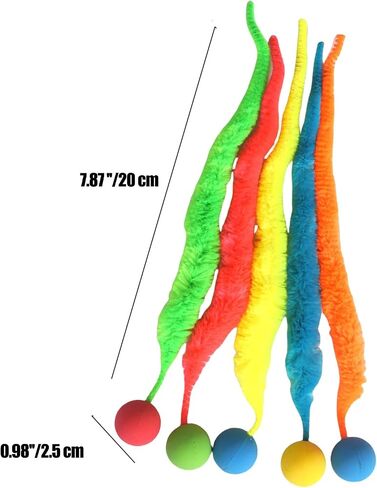 IUHKBH Interactive Cat Balls, 5 Packs Cat Bouncy Balls with Rainbow Worm Cat Chaser Toy Cat Exrecise Toy Balls, Hour of Entertainment, Safe for Your Kitty in Saudi Arabia