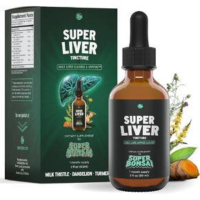 SUPERBONSAI Super Liver Support with Milk Thistle - All Natural Liver Cleanse Detox & Repair Aid - Doctor-Formulated Liver Supplement - Liquid Herbal Supplements for Liver Health - 1 Month Supply