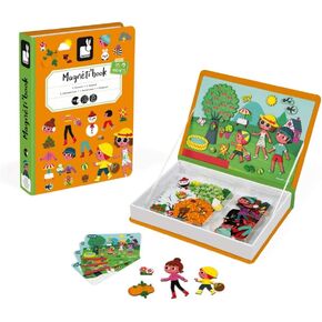 Janod MagnetiBook 120 pc Magnetic 4 Seasons Game - Travel/Storage Case Included - Ages 3+ - J02721