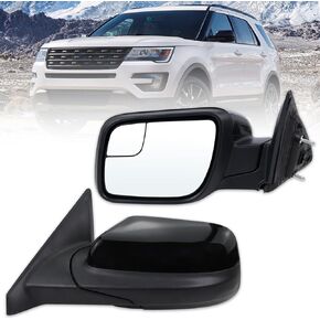 مرآة جانبية للراكب الأيمن من Lqito تناسب 2011-2019 Ford Explorer مع بقعة عمياء تعمل بتدفئة إشارة الانعطاف، ضوء البركة 丨 بدون طاقة قابلة للطي 9 دبابيس تحل محل GB5Z-17682-TCPTM