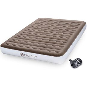 Etekcity Air Mattress Upgraded Twin Size Camping Air Bed Blow Up Bed Inflatable Mattress Raised Airbed with Rechargeable Pump for Guest, Camping, Hiking, Height 9", Storage Bag, Brown in Saudi Arabia