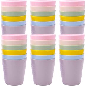 Eccliy 72 Pcs Children Cups Kids Cups 8 oz Plastic Cups Reusable Cups Unbreakable Plastic Drinking Cups Tumblers for Kids Children, Dishwasher Safe, 6 Colors