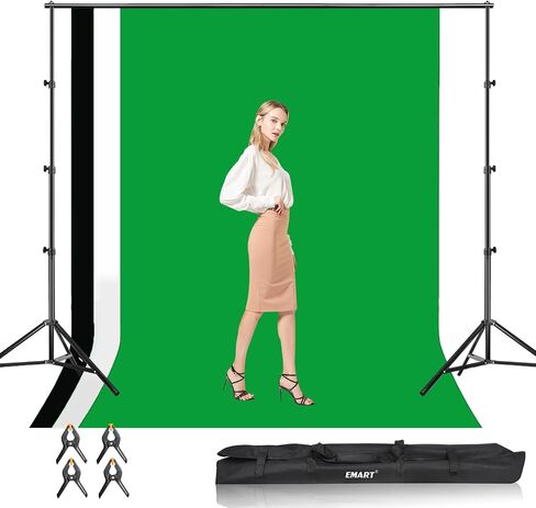 EMART Green Screen Backdrop Kit 8.5x10FT with 3Pcs 6x9ft Backdrop for Party in Kuwait