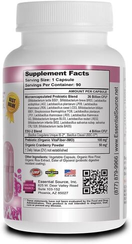 Essential Source Triactive Biotics for Women - Probiotics for Women with 18 Strains, Organic VitaFiber Prebiotic & Cranberry to Digestive Support, Immune Defense, Urinary, Vaginal Health - 30 Capsules in Saudi Arabia