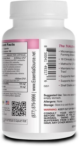 Essential Source Triactive Biotics for Women - Probiotics for Women with 18 Strains, Organic VitaFiber Prebiotic & Cranberry to Digestive Support, Immune Defense, Urinary, Vaginal Health - 30 Capsules in Saudi Arabia