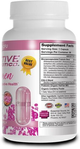 Essential Source Triactive Biotics for Women - Probiotics for Women with 18 Strains, Organic VitaFiber Prebiotic & Cranberry to Digestive Support, Immune Defense, Urinary, Vaginal Health - 30 Capsules in Saudi Arabia