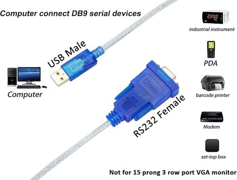 DTech 6 أقدام USB إلى RS232 DB9 أنثى كابل محول تسلسلي Windows 11 10 8 7 Mac Linux Serial to USB 2.0 (PL2303 Chip) in Kuwait