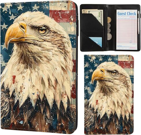 Server Books for Waitress,with Zipper Pocket Waitress Book Leather Booklet Waiter Money Organizer Wallet,Restaurant Guest Cash Check Bill Receipt Holder,Fit Server Apron (Angelic Love) in Kuwait