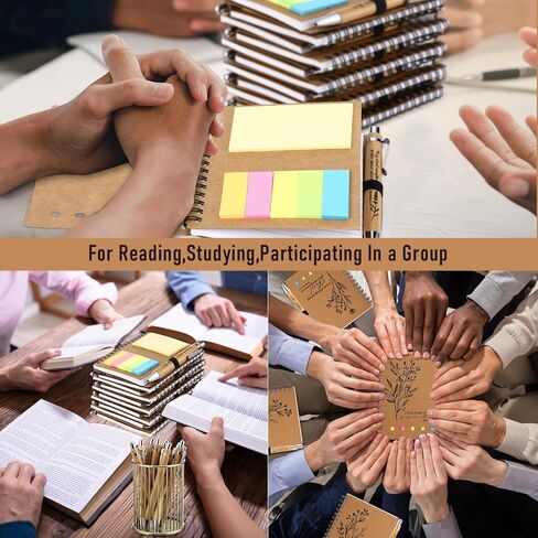 20 Pcs Christian Gifts Bulk Bible Verse Notebooks with Sticky Notes Christian Bamboo Ballpoint Pens Religious Notepad Prayer Journal Church Gifts for Women Men Sunday School (Study Page Style) in Kuwait
