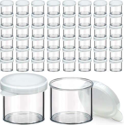 DecorRack 48 Plastic Mini Containers with Lids, 0.3oz, Craft Storage Containers for Beads, Glitter, Slime, Paint or Seed Storage, Small Clear Empty Cups with Lids (48 Pack) in Saudi Arabia