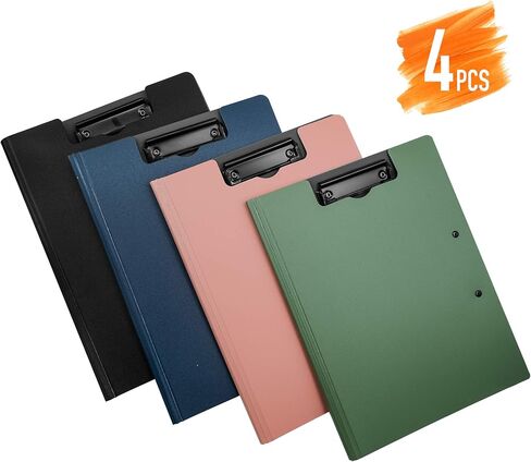 souG A4 Size Foldable Clipboards, 4 Pcs 360 Degree Cover Clipboard File Folder, Perfect Clipboard for Private Documents, Office, Medical Field, School (4 Colors, Double Clip) in Saudi Arabia