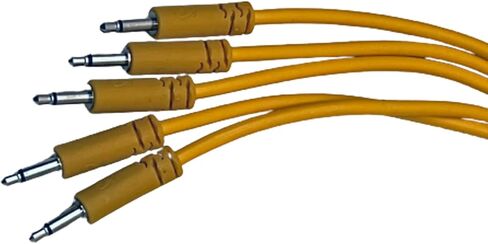 لوازم موسيقى الطلاب المتضورين، كابلات توصيل Luigis Modular Supply Spaghetti Eurorack - حزمة من 5 كابلات ذهبية/برتقالية، 18 (45 سم) in Kuwait