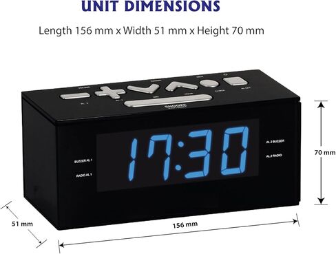 HANNLOMAX HX-144CR Alarm Clock Radio, PLL AM/FM Radio, 1.2" Red LED Display, Digital Clock with Dual Alarm in Kuwait