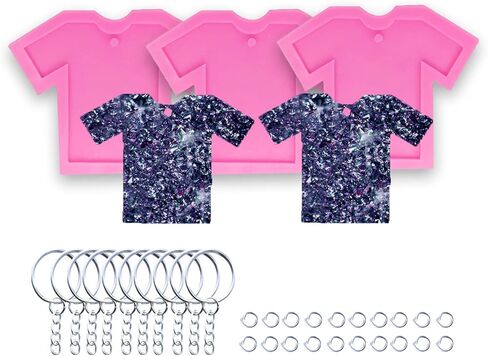 3pc Nurse Shirt Resin Keychain Molds, Silicone Grippy Shirt Scrub with Heart Phone Grip Mold with 10Pc Key Ring (DY0332+DY0398+DY1051+PJ) in Kuwait