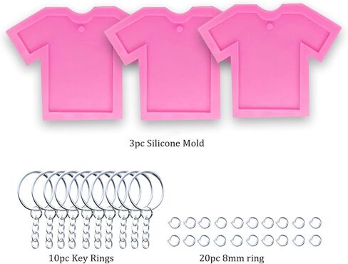 3pc Nurse Shirt Resin Keychain Molds, Silicone Grippy Shirt Scrub with Heart Phone Grip Mold with 10Pc Key Ring (DY0332+DY0398+DY1051+PJ) in Kuwait