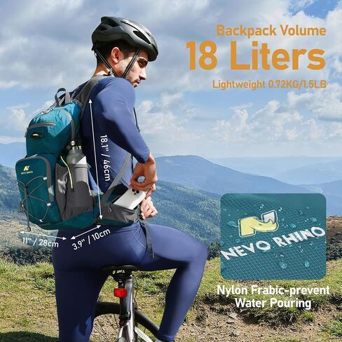 N NEVO RHINO Hydration Backpack, 18L Hiking Backpack with 3L Water Bladder | Multipurpose Water Backpack High Flow Bite, Insulated Hydration Pack Ideal for Hiking and Cycling in Kuwait
