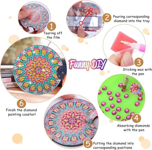 BSRESIN 8 Pcs Mushroom Diamond Art Coaster Kits, Crafts for Adults DIY Diamond Art Coasters, Small Diamond Art Accessories in Saudi Arabia