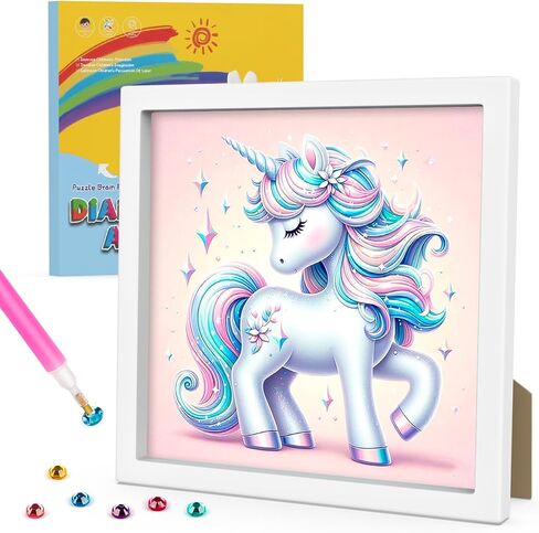 Genius maker Diamond Art Kits with Frame, 5D Diamond Art Kits, Unicorn Diamond Gem Art for Girls Boys, Diamond Dots Kits, Painting Arts and Crafts for Home Wall Decor(7x7inch) in Kuwait