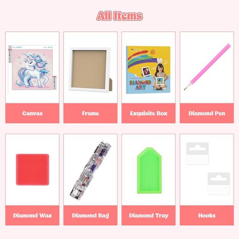 Genius maker Diamond Art Kits with Frame, 5D Diamond Art Kits, Unicorn Diamond Gem Art for Girls Boys, Diamond Dots Kits, Painting Arts and Crafts for Home Wall Decor(7x7inch) in Kuwait