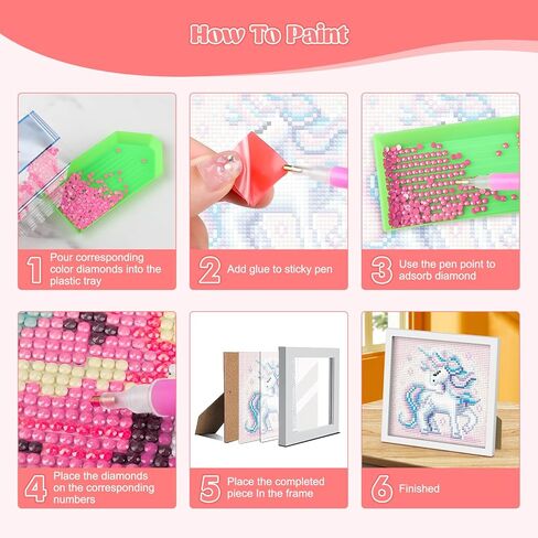 Genius maker Diamond Art Kits with Frame, 5D Diamond Art Kits, Unicorn Diamond Gem Art for Girls Boys, Diamond Dots Kits, Painting Arts and Crafts for Home Wall Decor(7x7inch) in Kuwait