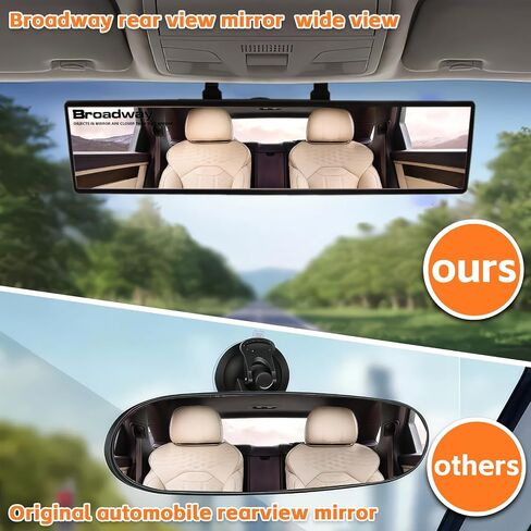 Broadway Car Rear View Mirror HD Anti Glare Universal 12 Inch large Field of View Panoramic Rearview Mirror with Wide Angle Blue Tint for Car SUV and Truck in Saudi Arabia
