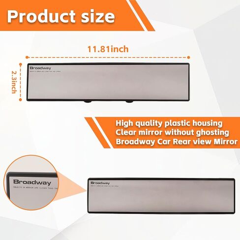 Broadway Car Rear View Mirror HD Anti Glare Universal 12 Inch large Field of View Panoramic Rearview Mirror with Wide Angle Blue Tint for Car SUV and Truck in Saudi Arabia