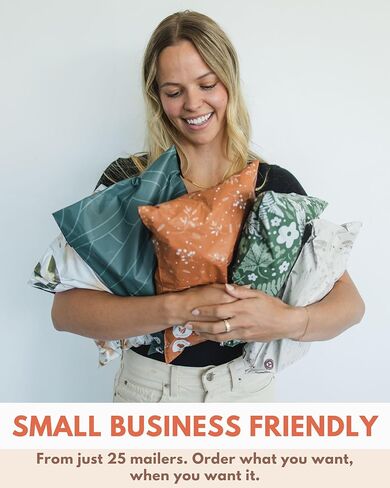 رسائل بريدية قابلة للتحلل البيولوجي من إمباك - 25 حزمة مقاس 10 × 33 سم - مظاريف شحن ذاتية الغلق للشركات الصغيرة - حقائب بريدية مطبوعة ومقاومة للماء - مقاومة للتمزق والثقب - ياقوتي دائم الخضرة in Kuwait