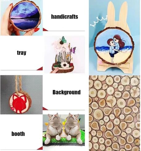 18 قطعة من شرائح الخشب الطبيعي غير المكتملة مع اللحاء، أقراص خشبية مستديرة مقاس 3.2-4 بوصة مع لحاء الشجر، دوائر الكوكيز الخشبية للحرف اليدوية وزخارف عيد الميلاد، والحرف اليدوية اليدوية، وديكور حفلات الزفاف in Kuwait