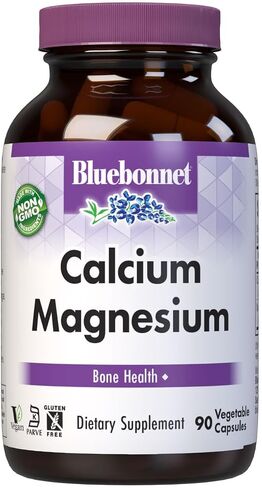 BlueBonnet Magnesium Calcium 2:1 Ratio Vegetarian Capsules, 180 Count, White in Saudi Arabia