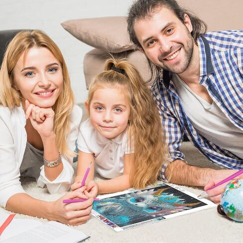 DPHERO 5D البومة الماس مجموعات الطلاء للبالغين، مجموعات الفن الماس للمبتدئين، جولة الحفر الكامل البومة الماس اللوحة الفنية، الطلاء DIY مع الماس الخيال البومة جوهرة اللوحة الفنية 12x16 بوصة in Kuwait