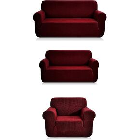 Luxury Home Collection Stretch Fabric Slipcover Set Solid (Black, 2 Pce (Sofa+Love-Seat)) in Kuwait