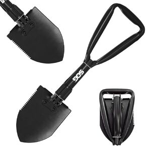 SOG Entrenching Tool- 18.25 Inch Folding Survival Shovel with Wood Saw Edge and Tactical Shovel Carry Case- Black (F08-N)