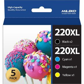 خراطيش حبر 220XL بديلة مُعاد تصنيعها لخراطيش حبر Epson 220 T220XL تستخدم للطابعة WF-2750 WF-2760 WF-2630 WF-2650 WF-2660 XP-320 XP-420 (2 أسود 1 سماوي 1 ماجنتا 1 أصفر)