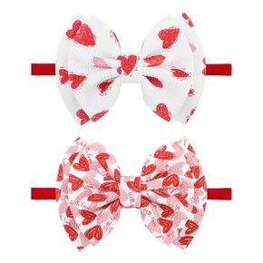 YanJie Valentines Baby Headbands Red Heart Newborn Bows Nylon Handmade Headbands Valentines Baby Bows Hairbands Accessories for Girls Infants Toddlers